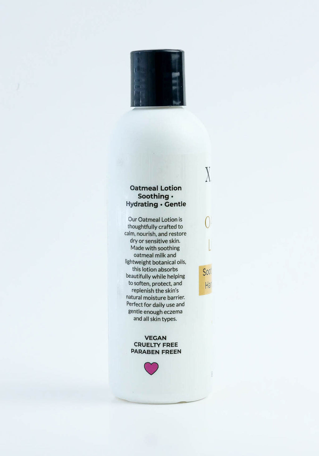 Oatmeal lotion bottle with label on a white background